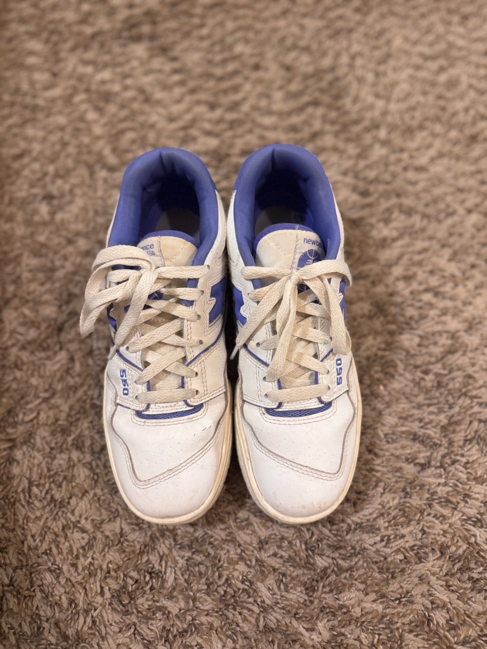 New Balance Kids White and Blue 550 Sneakers